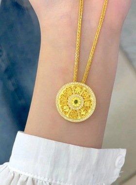女款沙金绿钻八宝罗盘手表带手链黄金色点钻八宝两戴吉祥如意手镯