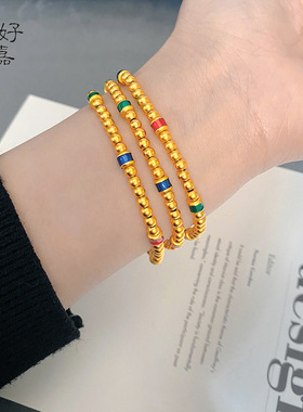 2026新款女款珐琅彩珠珠项链沙金首饰多圈手串高级感百搭毛衣链女