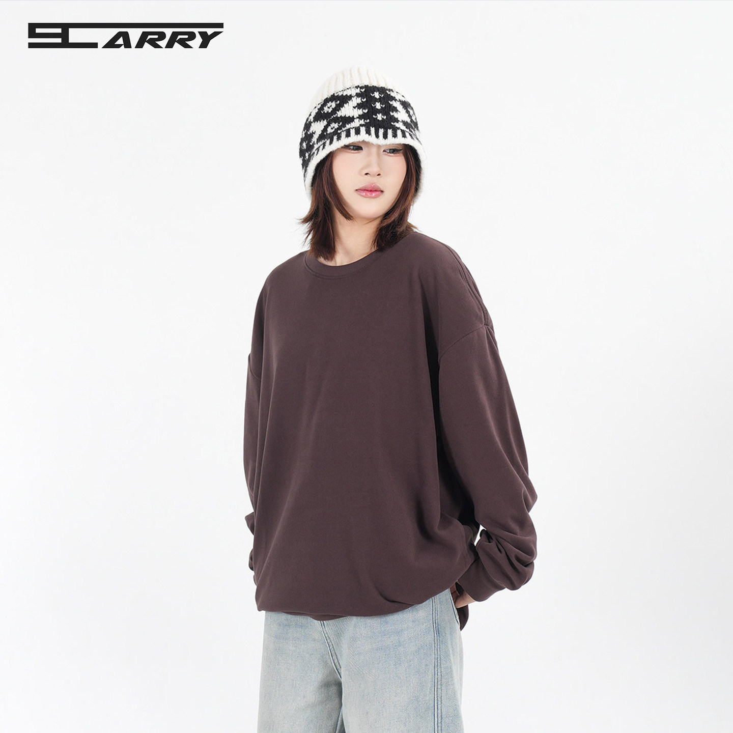 阿叔潮牌 美式德绒纯色圆领长袖T恤男春秋内搭宽松休闲情侣打底衫,淘宝优惠券,粉丝福利购,淘宝优惠卷