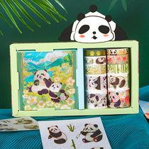 Rhyme Xuan National Treasure Panda Sticker tape sleeve box China Wind comeback Ancient name Calligraphy Poetry and Paper Adhesive Tape Collage of Little Qing Girl Diy Hand Tent Diary Decoration Material Birthday Present