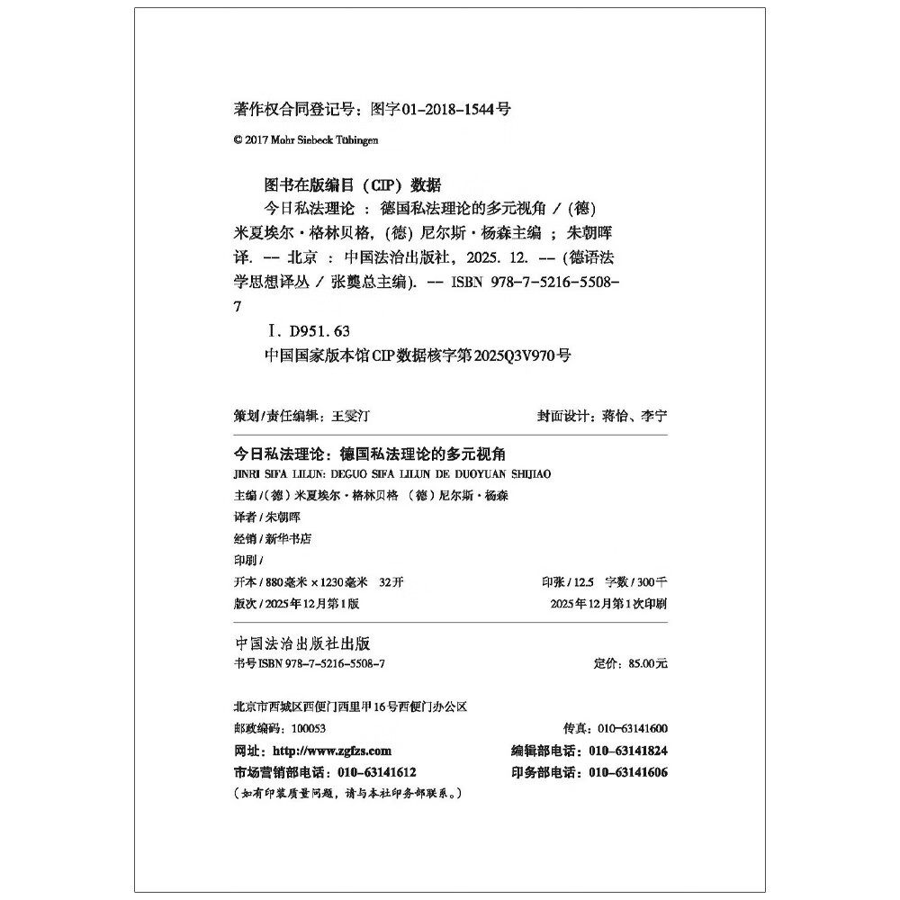 今日私法理论（德语法学思想译丛） [德] 米夏埃尔·格林贝格，[德] 尼尔斯·杨森 主编 朱朝晖 译 中国法治出版社 9787521655087,淘宝优惠券,粉丝福利购,淘宝优惠卷