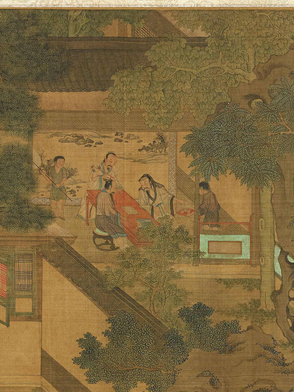 宋代复古新款怀旧李从训人物故事图乐志论长卷青绿山水工笔画稿装