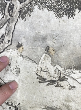唐寅庐山观瀑图国画微喷临摹