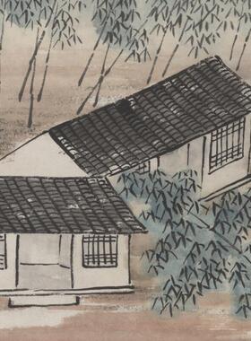 1:1齐白石万竹山居图艺术微喷古代名家书法复制品装饰画装裱宣纸