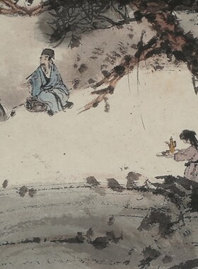 国画傅抱石幽对鸣泉艺术艺术微喷