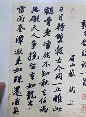 苏轼次辩才韵诗行书古代书法