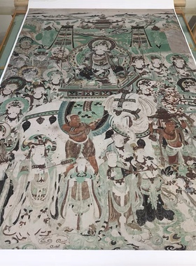 敦煌彩绘文殊普贤菩萨经变图壁画