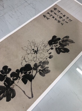 明 倪元璐 花卉图卷 古代名家梅花水墨国画长卷绢布高清微喷复古