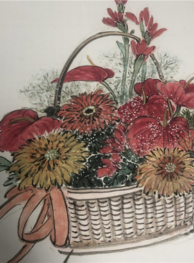 名家画作装裱艺术微喷复制书画礼品仿真字画 吴昌硕 富贵吉祥