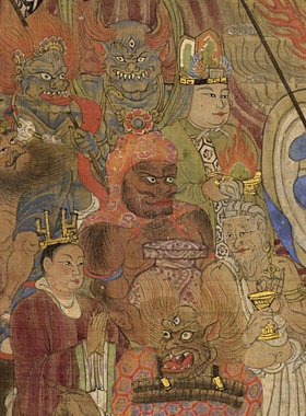 唐代绘画敦煌行道天王图佛画
