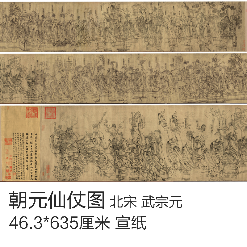 1:1真迹 高清复制 艺术微喷 宣纸国画 武宗元 朝元仙仗图白描画稿 - 图3