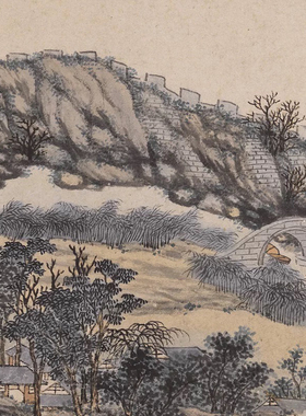 明 沈周东庄图册21桢 高清微喷古代名家名画册临摹学习山水画稿