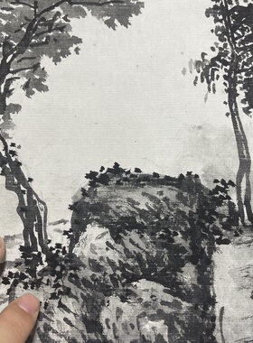 沈周烟江叠嶂图横幅水墨山水画