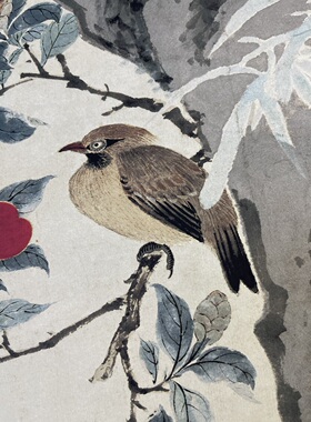 电脑微喷定制字画名人国画仿真古画王武 花竹栖禽图 酒店配画