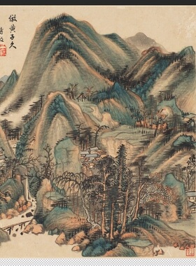 清 四王 王时敏 山水十开 仿古名家画册10张宣纸倪瓒黄公望巨然
