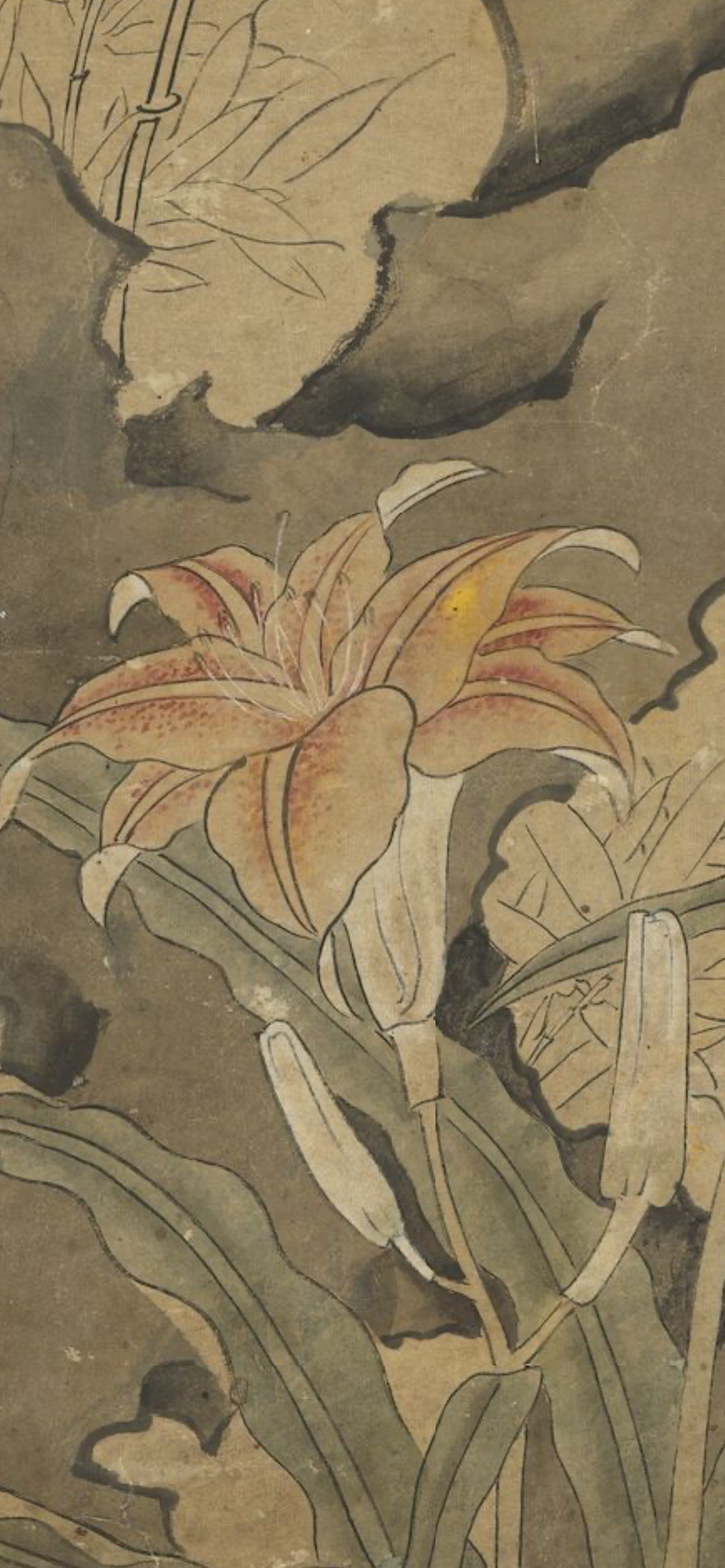 陈洪绶寿萱图微喷打印明清花鸟画临摹绢布画稿传统花卉禽鸟画范本_虎窝淘