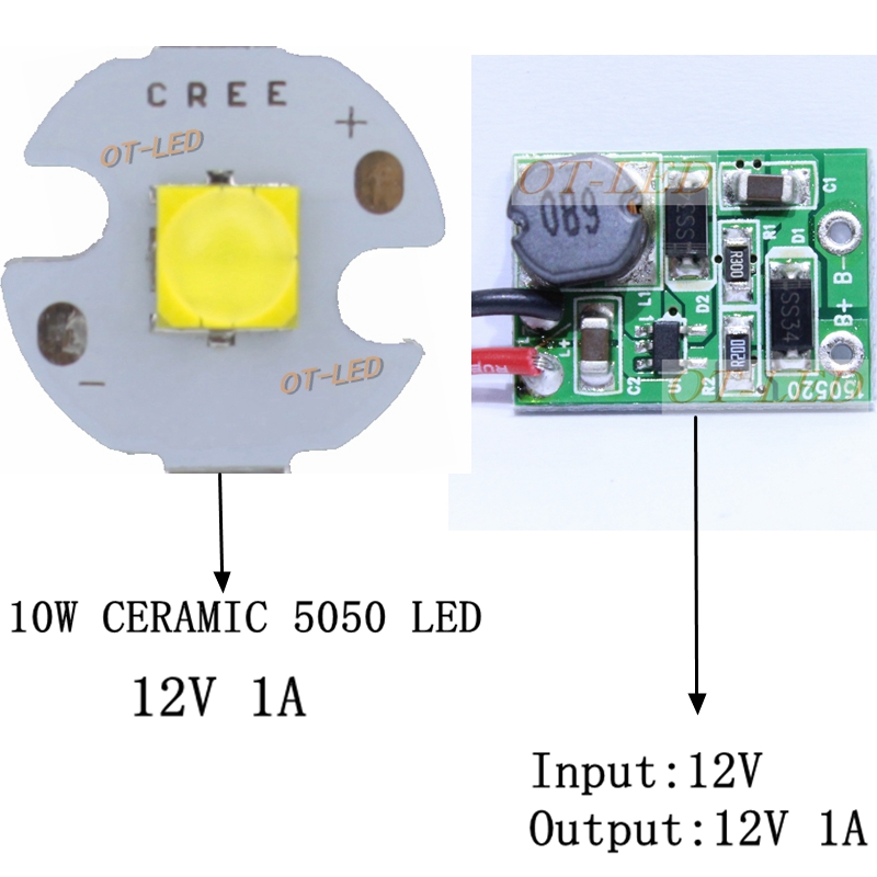 10W 12V 1A陶瓷5050高亮冷白暖白大功率LED强光手电筒灯珠灯泡-图1