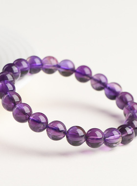 月屿水晶天然冰透紫水晶手链乌拉圭原矿紫色水晶紫晶手串厂家批发