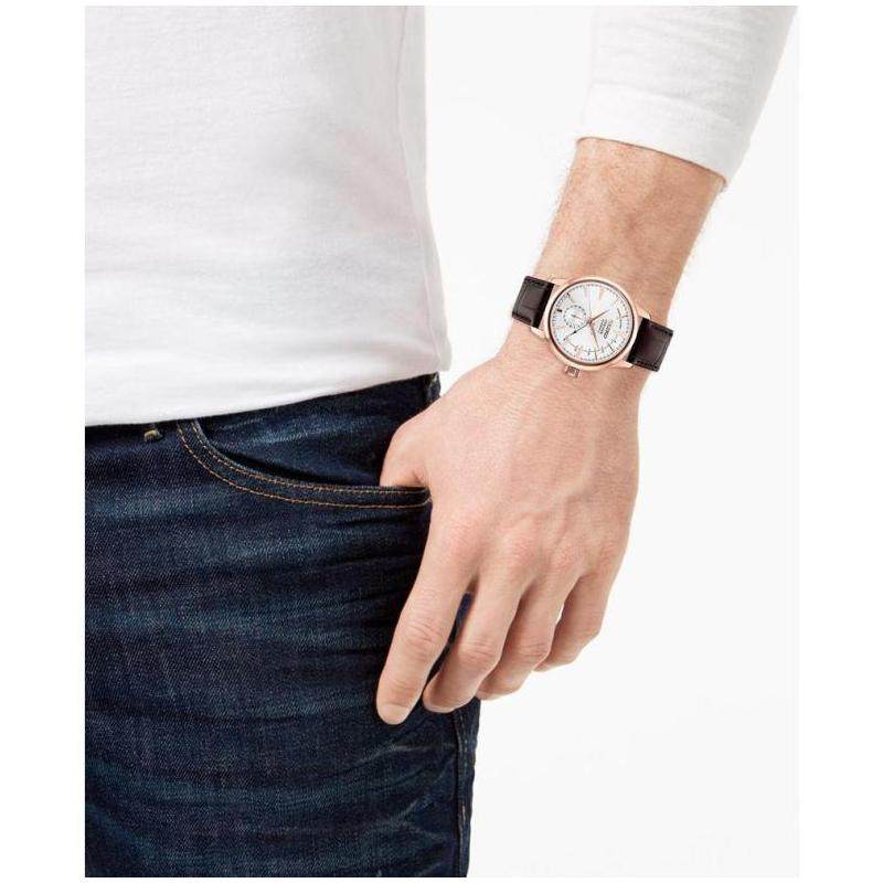 Seiko/精工男手表自动机械棕色皮带防水42mm礼物腕表SSA346