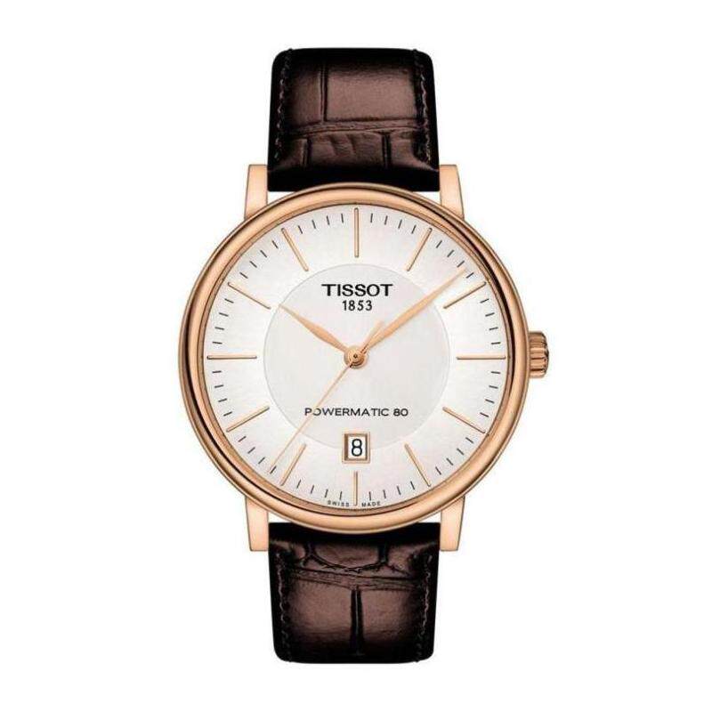 天梭男tissot瑞士自动棕皮带机械表 axonus海外瑞士腕表