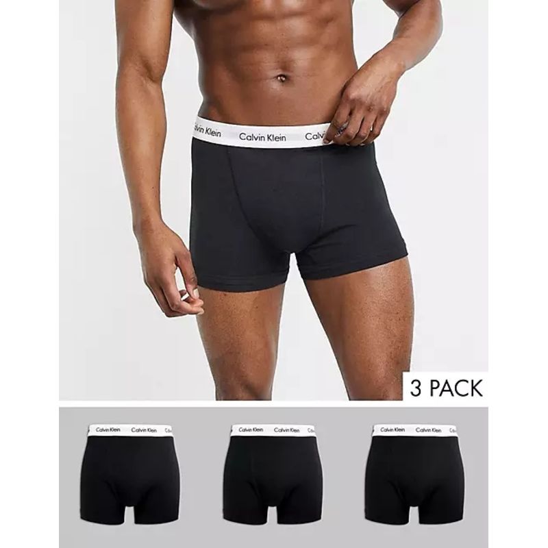 CK内裤男平角裤家居裤舒适四角棉质微弹透气3条装Calvin Klein - 图1