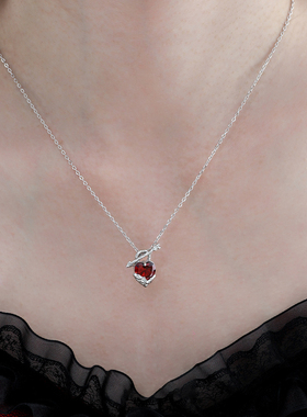 丘比特爱心项链原创纯银S925简约心形锆石锁骨链情人节