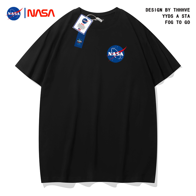 NASA网红潮牌宽松短袖夏季纯棉宇航员短袖T恤男女情侣潮牌上衣
