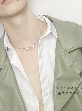 手作ins风我的山男脖圈钛钢颈链