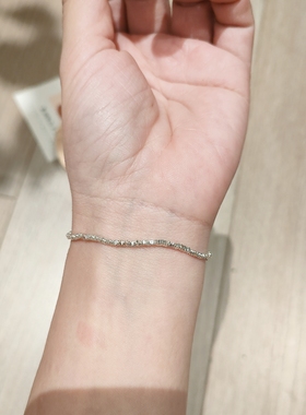 包邮韩国东大门hey925通体纯银手链新款碎银子气质弹力绳手链