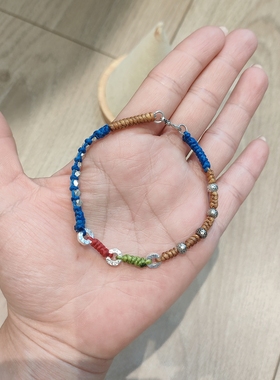 定制自留主推款925银细手链脚链情侣编织叠戴手绳基础款手链