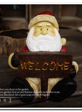 祝福圣诞老人木雕摆件