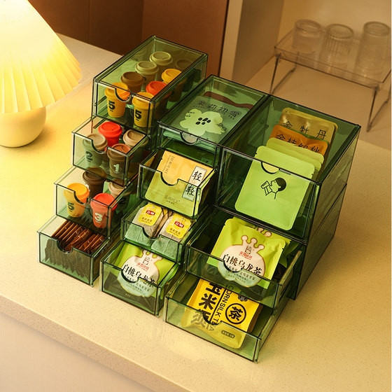 Kaman tea bag storage box drawer type transparent dustproof