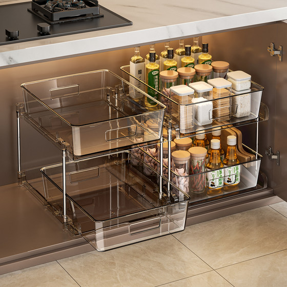 Kitchen countertop storage rack inside cabinet pull-out storage rack