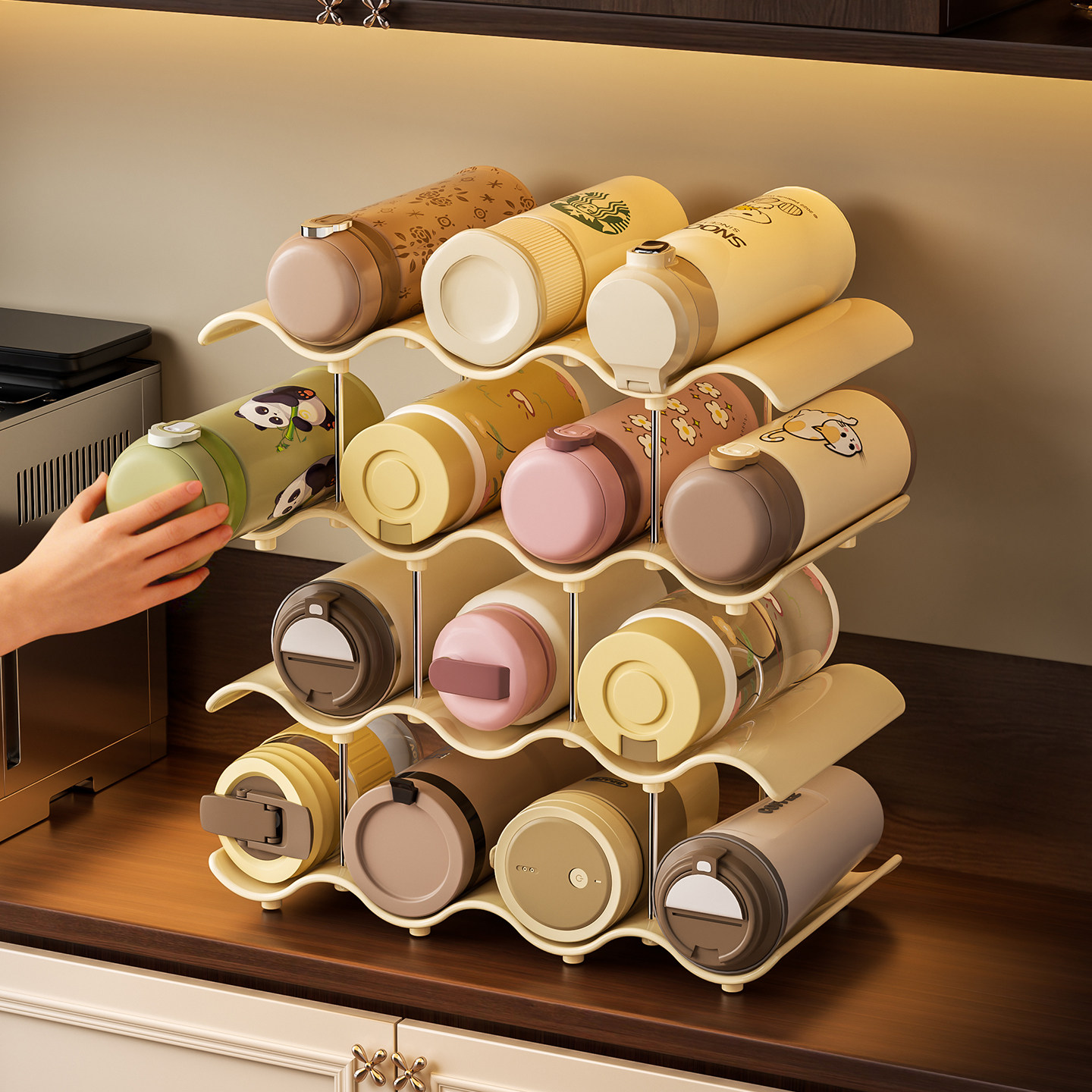 多层水杯架家用客厅柜内大容量杯子收纳置物架防尘保温杯茶杯架子,淘宝优惠券,粉丝福利购,淘宝优惠卷