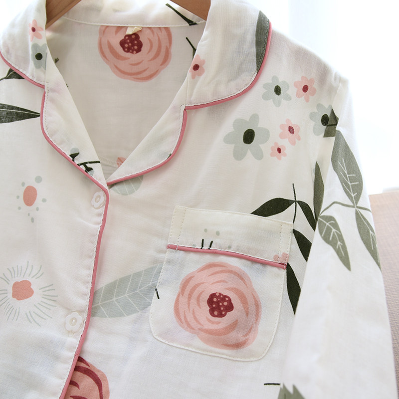 纯棉纱布睡衣女春秋季夏天长袖长裤韩版宽松家居服两件套装冬学生,淘宝优惠券,粉丝福利购,淘宝优惠卷