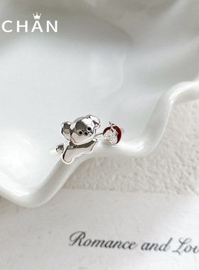 时尚金属滴油小狗戒指高级感可爱精致个性简约甜酷卡通开口手饰女