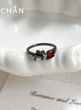 原创暗黑土星锆石活口叠戴戒指