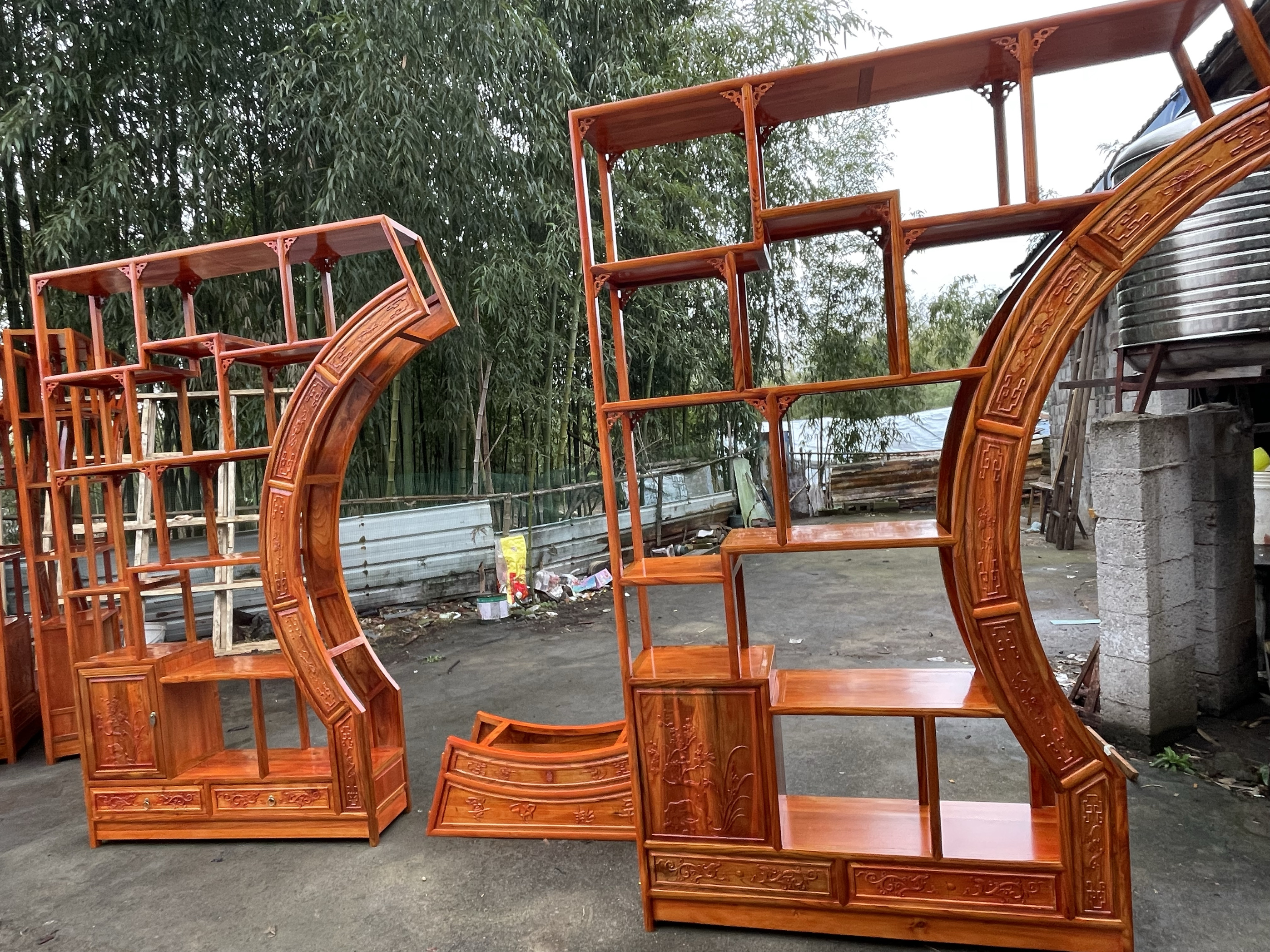 木雕月洞门实木博古架中式仿古月亮圆拱门隔断玄关柜多宝阁客厅 - 图1