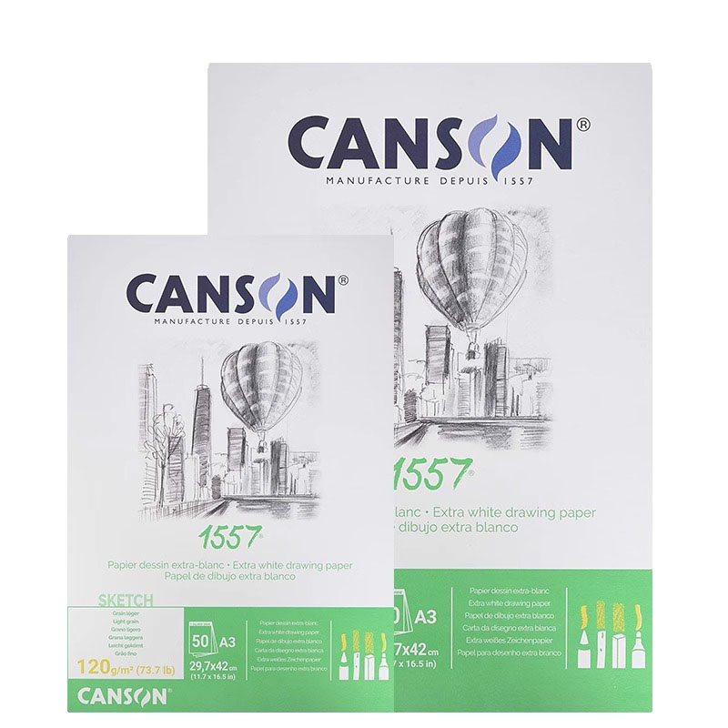 法国canson康颂1557专业素描本 A2 A3 A4细纹 120g - 图3