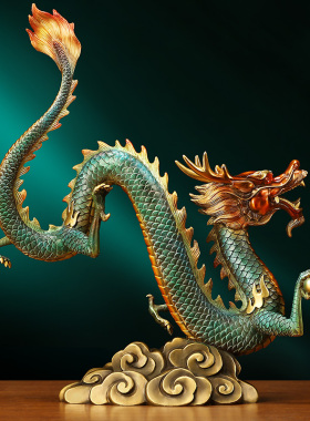 吉善堂黄铜复古祥龙献瑞摆件