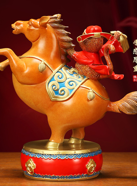吉善堂全铜马上封侯摆件