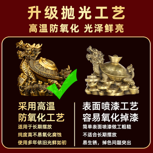 铜龙龟摆件招财八卦母子龙头龟黄铜金钱龟家居客厅办公室桌装饰品 - 图1