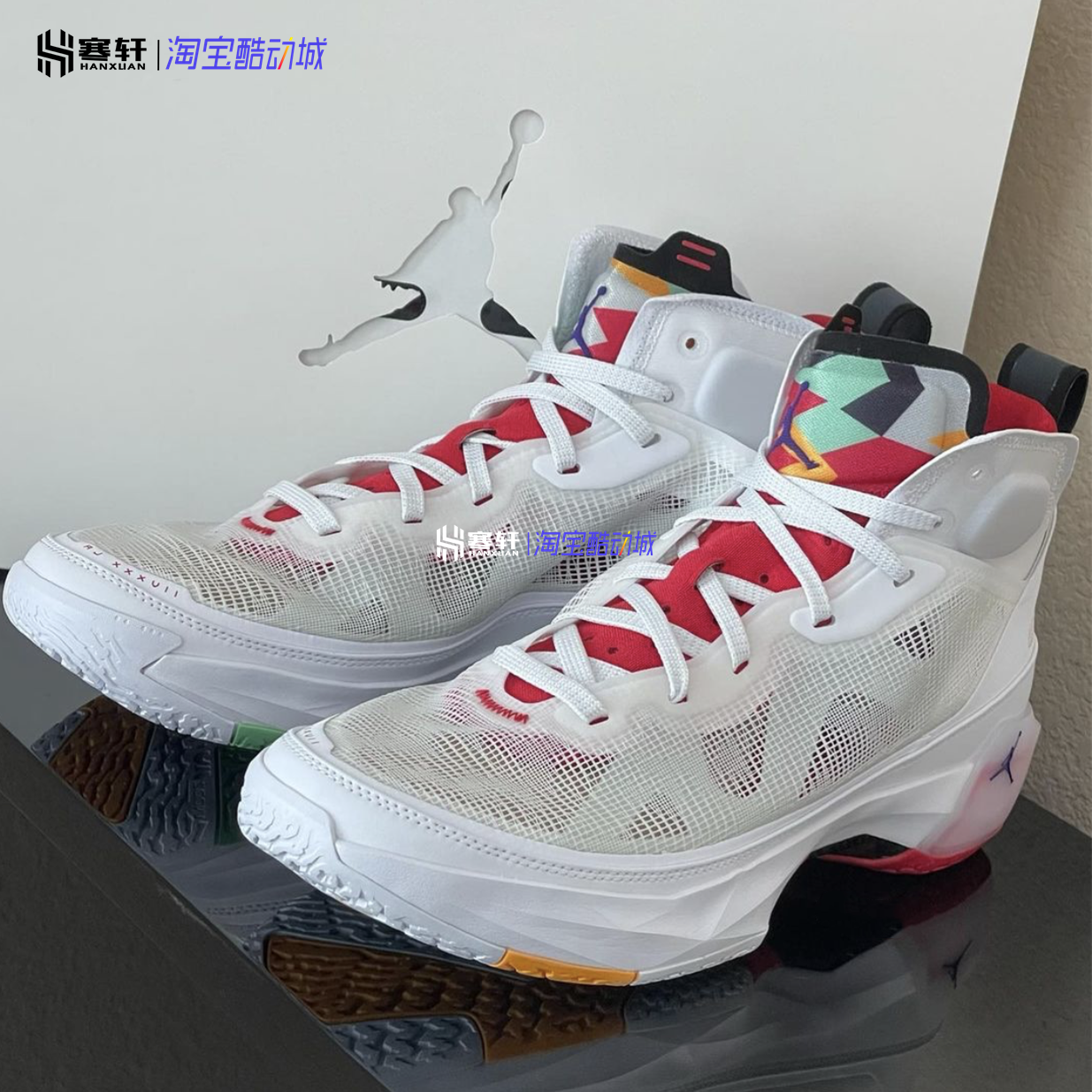 Air Jordan 37 AJ37 白红兔八哥男高帮气垫实战篮球鞋 DD6959-160 - 图1