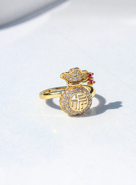 满钻福袋开口戒指女潮时尚个性