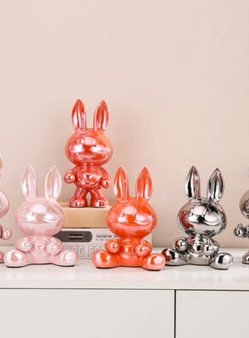 网红兔子存钱罐酒柜摆件轻奢高档创意客厅电视柜橱窗玄关家居摆设
