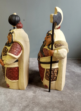 陶瓷门神摆件中式家居装饰品