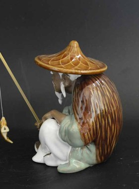 陶瓷摆件独钓艺术装饰品