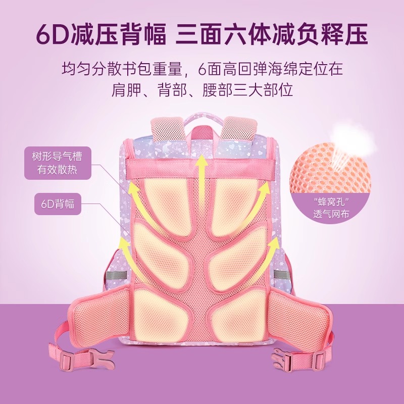 YOK护脊书包女生小学生2024新款一年级儿童减负独角兽超轻女童