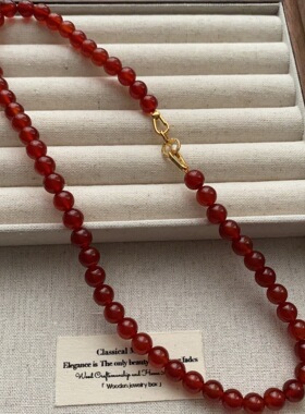 复古系列新中式玛瑙串珠项链优雅东方韵味撞色盘扣项链毛衣链颈链