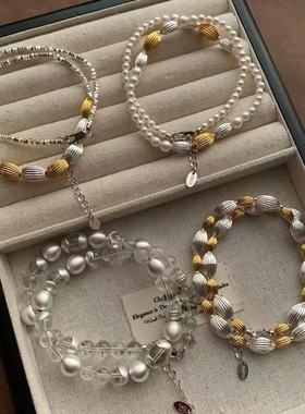 福利款现货珍珠秋冬毛衣链大溪地仿珍珠小众项链法式复古小众设计